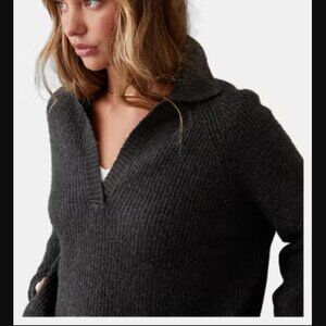AE Whoa So Soft Oversized Collared Sweater - Charcoal